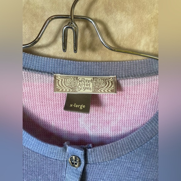 The Secret Art of Dr.Seuss Blue Ombre Long Sleeve Henley Dress Printed Graphic - Picture 4 of 7